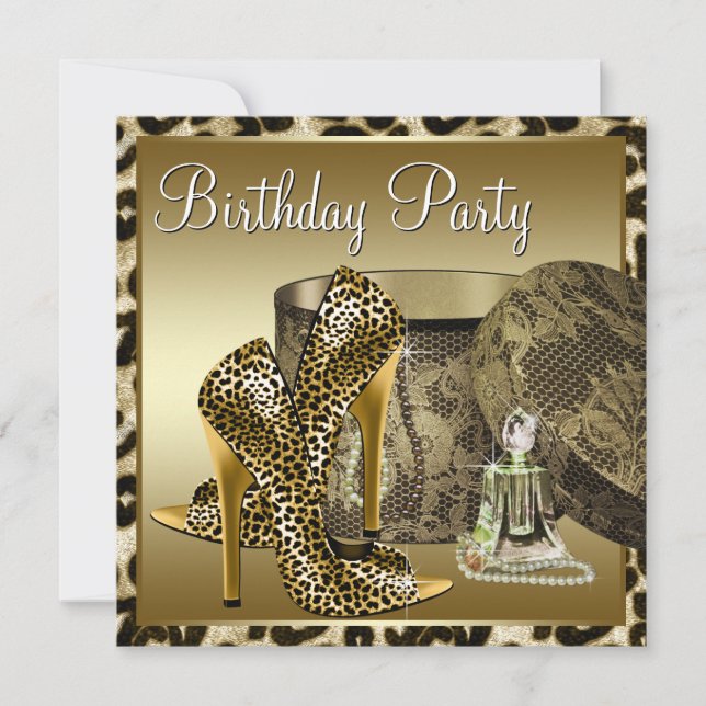 Invitation Chaussures Leopard High Heel Black Gold Womans Ann (Devant)
