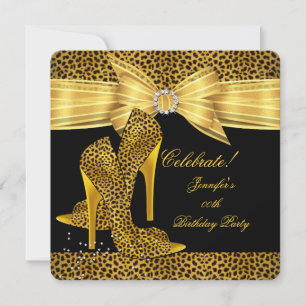 Invitation Chaussures Leopard High Heels Gold Black Anniversa