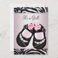 Chaussures noires roses Baby Shower Zèbre rose