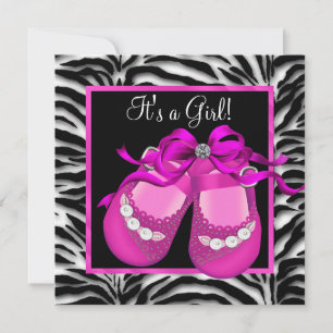 Invitation Chaussures pour bébé Hot rose Zebra Baby Girl Douc