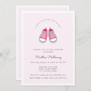 Invitation Chaussures pour bébé rose doux, Baby shower