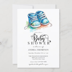 Invitation Chaussures pour bébés   Baby shower Blue Boy