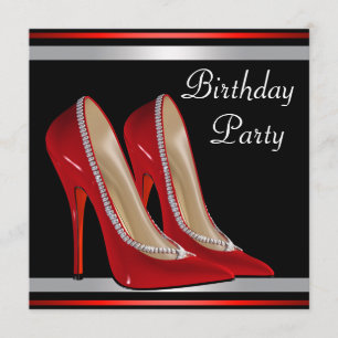 Invitation Chaussures Red High Talon Rouge Noir fête d'annive