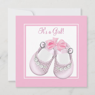 Invitation Chaussures rose bébé rose bébé fille Douche
