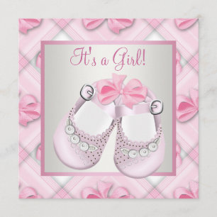 Invitation Chaussures rose bébé rose bébé fille Douche