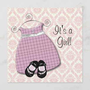 Invitation Chaussures Rose Noir Robe Fille Rose Noir Damassé 