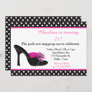 Invitation Chaussures talons noirs fête d'anniversaire