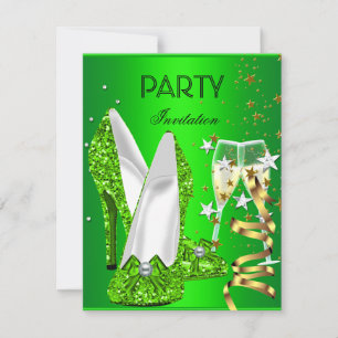 Invitation Chaussures Vert Citron Or pour Fête d'Anniversaire