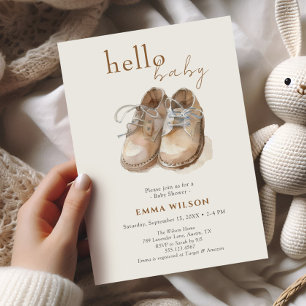 Invitation Chaussures vintages Boho minimaliste Baby shower g
