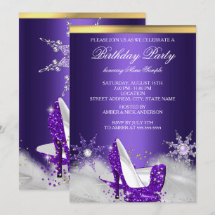 Invitation Chaussures violet haute talon argent Soeur Anniver