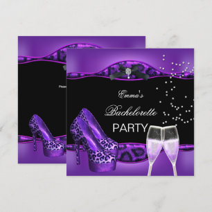 Invitation Chaussures violettes léopard noir pour enterrement
