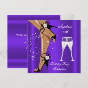 Invitation Chaussures violettes noires Champagne Verre fête d