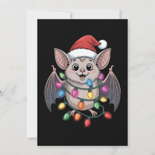 Invitation Chauve-souris de Noël Chapeau de Père Noël Lumière