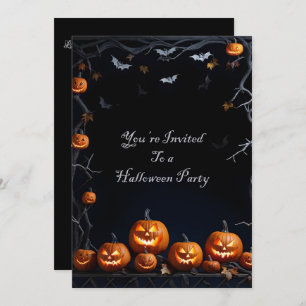 Invitation Chauve-souris et Jack-O-Lanterns Halloween
