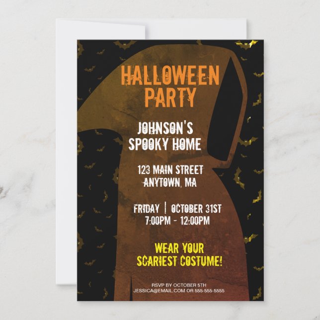 Invitation Chauve-souris faucheuse Halloween (Devant)