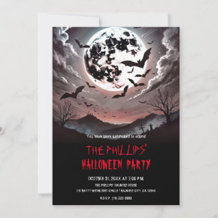 Invitation Chauves-souris de cimetière à la fête d'Halloween 
