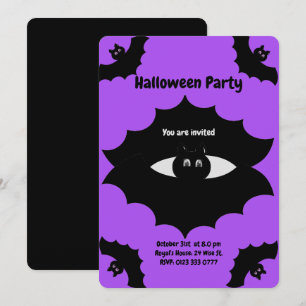 Invitation Chauves-souris d'Halloween en ultra violet