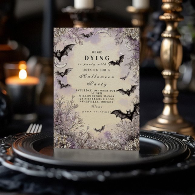 Invitation Chauves-souris et étoiles gothiques Fête d'Hallowe (Créateur téléchargé)