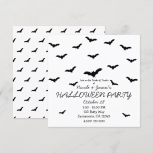 Invitation Chauves-souris noires & fête d'Halloween mignonne 
