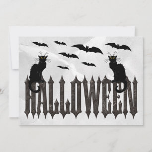 Invitation Chauves-souris volantes et chats effrayants Hallow