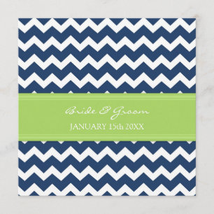 Invitation Chaux bleu-foncé Chevron d'invitations de mariage