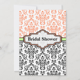 Invitation Chaux de corail noir mariage damassé douche nuptia