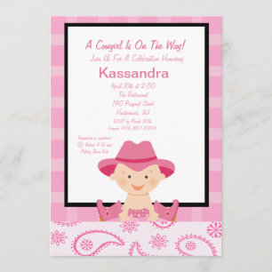 Invitation Checkered et occidentale de baby shower