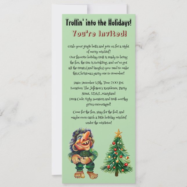 Invitation Cheeky Christmas Troll et Tree Delight (Devant)