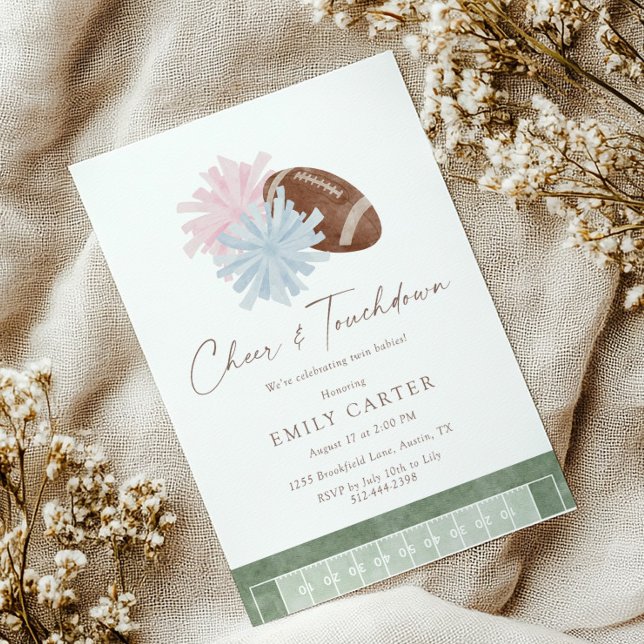 Invitation Cheer and Touchdown Twin Baby Shower (Créateur téléchargé)