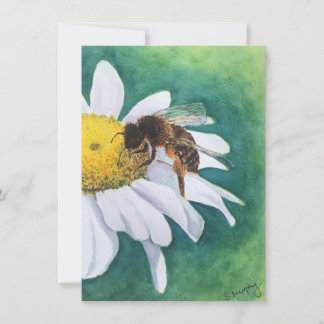 Invitation Cheerful daisy and bee blank card