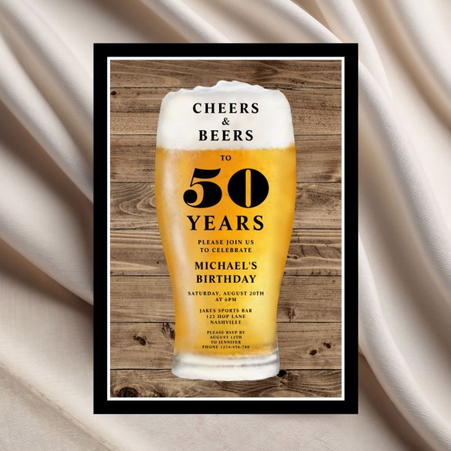 Invitation Cheers And Beers 50th Birthday (Cheers And Beers 50th Birthday Invitation)