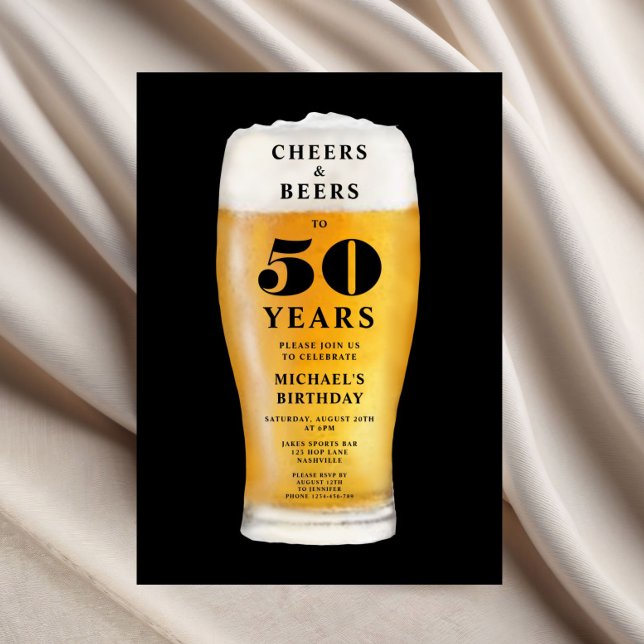 Invitation Cheers And Beers 50th Birthday (Cheers And Beers 50th Birthday Invitation)