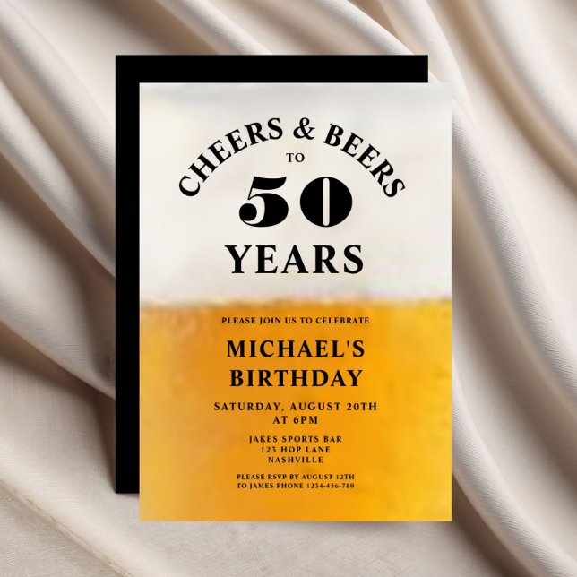 Invitation Cheers And Beers 50th Birthday (Cheers And Beers 50th Birthday Invitation)