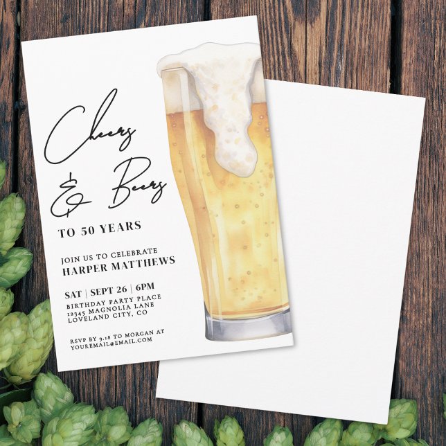 Invitation Cheers And Beers Anniversaire Hommes (Cheers And Beers Men's Birthday Invitation)