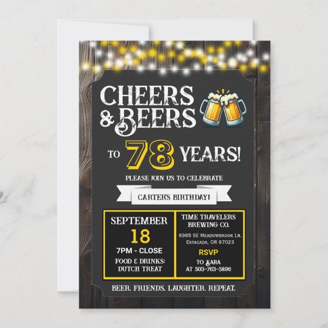 Invitation Cheers and Beers to 78 Years Brewery Birthday (Devant)