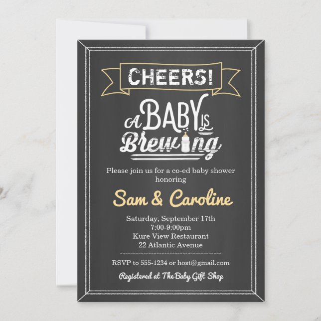 Invitation Cheers Baby est en train de brasser le Baby shower (Devant)