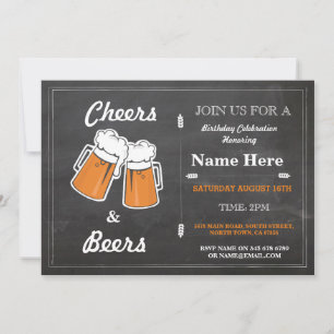 Invitation CHEERS & BEERS Anniversaire Fête N'importe quel âg