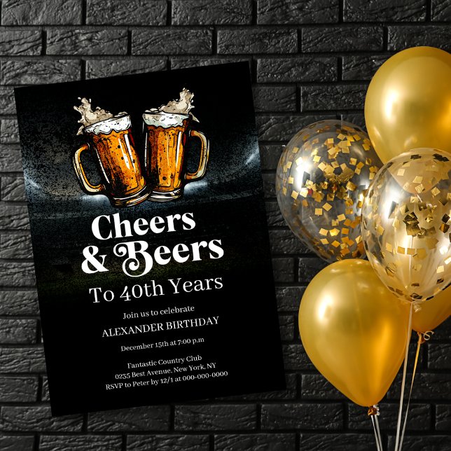 Invitation Cheers & Bières Anniversaire Vintage (Créateur téléchargé)