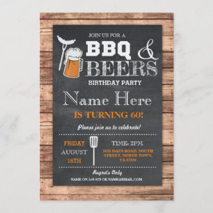 Invitation Cheers & Bières BBQ Anniversaire Fête N'IMPORTE QU