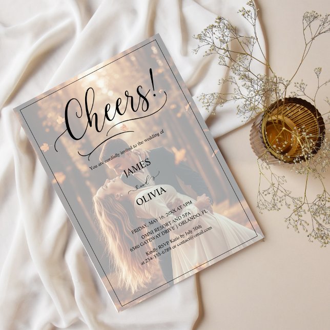 Invitation Cheers Elegant 2 Photo Romantic Forest Mariage (Créateur téléchargé)