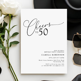 Invitation Cheers to 50 Modern Script 50th Birthday Party