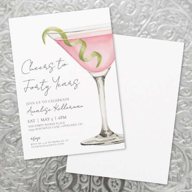 Invitation Cheers To  Forty 40th Birthday Party (Cheers To Forty 40th Birthday Party Invitation )