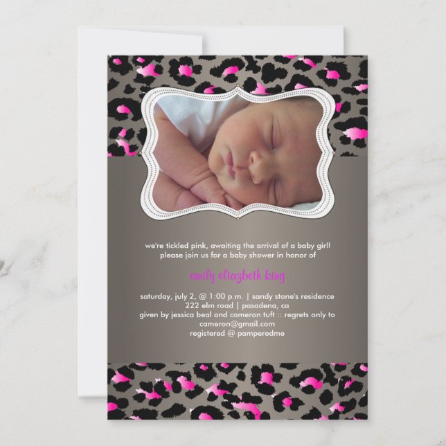 Invitation Cheetah/faire-part de naissance/douche PixDezines (Devant)