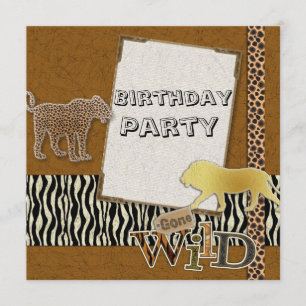 Invitation cheetah Lion Safari Zoo Anniversaire Fête Invitati