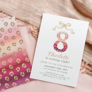 Invitation Cheetah rose et or Empreinte de léopard 8e anniver