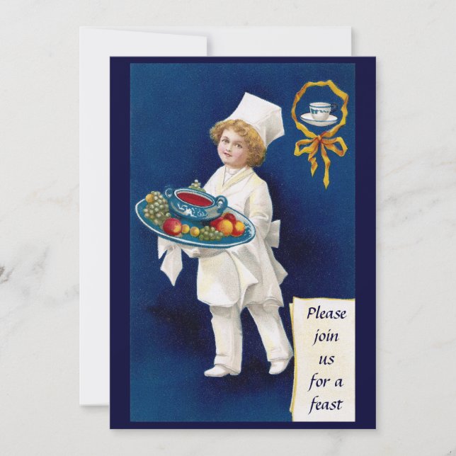 Invitation Chef avec la soupière du thanksgiving de soupe et (Devant)