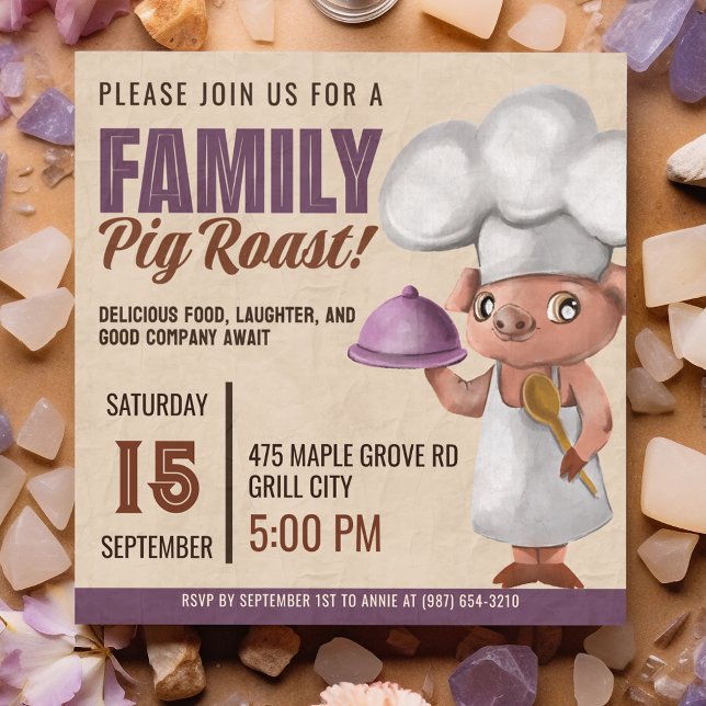 Invitation Chef principal du rôti de porc de la famille (Créateur téléchargé)