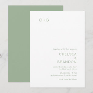 Invitation Chelsea Sage Vert Mariage moderne