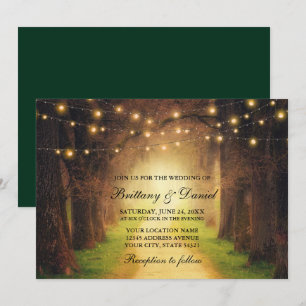 Invitation Chemin de la forêt rustique Lumières Mariage vert