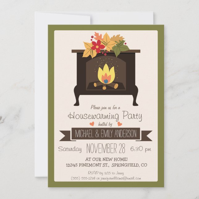 Invitation Cheminée d'automne, Fête des couleurs d'automne (Devant)